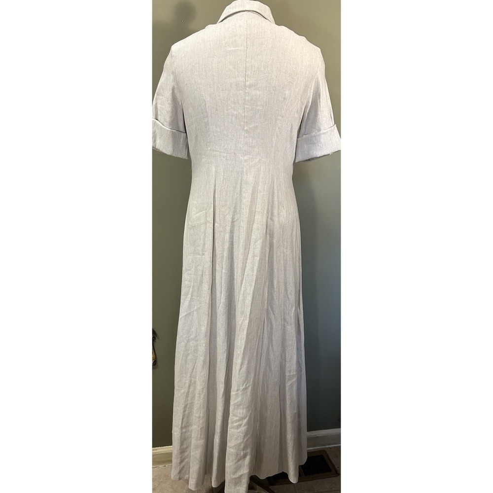 Staud Joan Beige Stretch Linen Blend Maxi Shirt Dress Womens Sz 10 Button Up - Picture 5 of 12